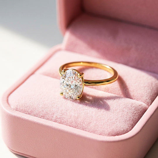 Oval Solitaire Moissanite Ring | 925 Sterling Silver | PRM7123