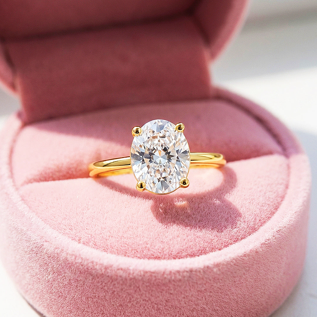 Oval Solitaire Moissanite Ring | 925 Sterling Silver | PRM7123