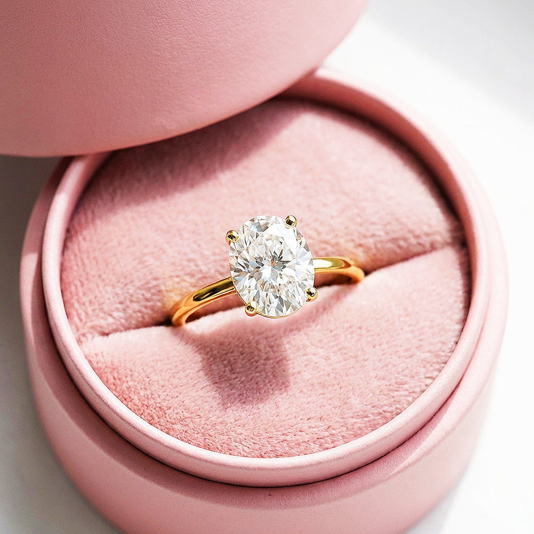 Oval Solitaire Moissanite Ring | 925 Sterling Silver | PRM7123