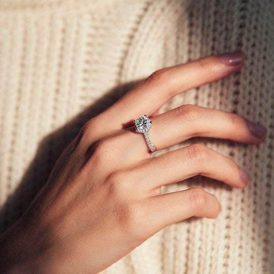 Twisted Halo Ring | 1.00ct | Moissanite | 925 Sterling Silver | Prm7126 - Ring | Singapore Jewellery, Wedding Rings &amp; Gifts | Same Day Delivery | Tiara.com.sg