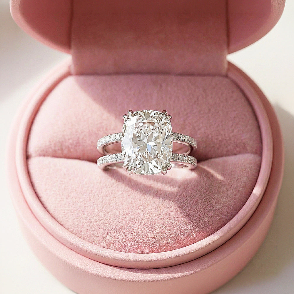 Cushion Cut Moissanite Solitaire Ring | 925 Sterling Silver | PRM7130