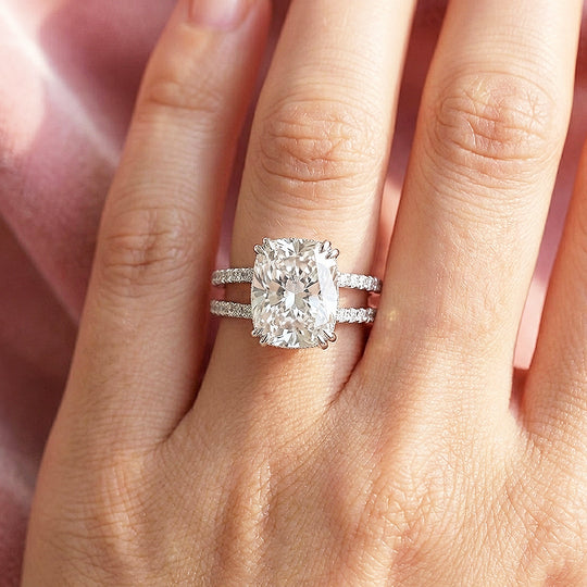 Cushion Cut Moissanite Solitaire Ring | 925 Sterling Silver | PRM7130