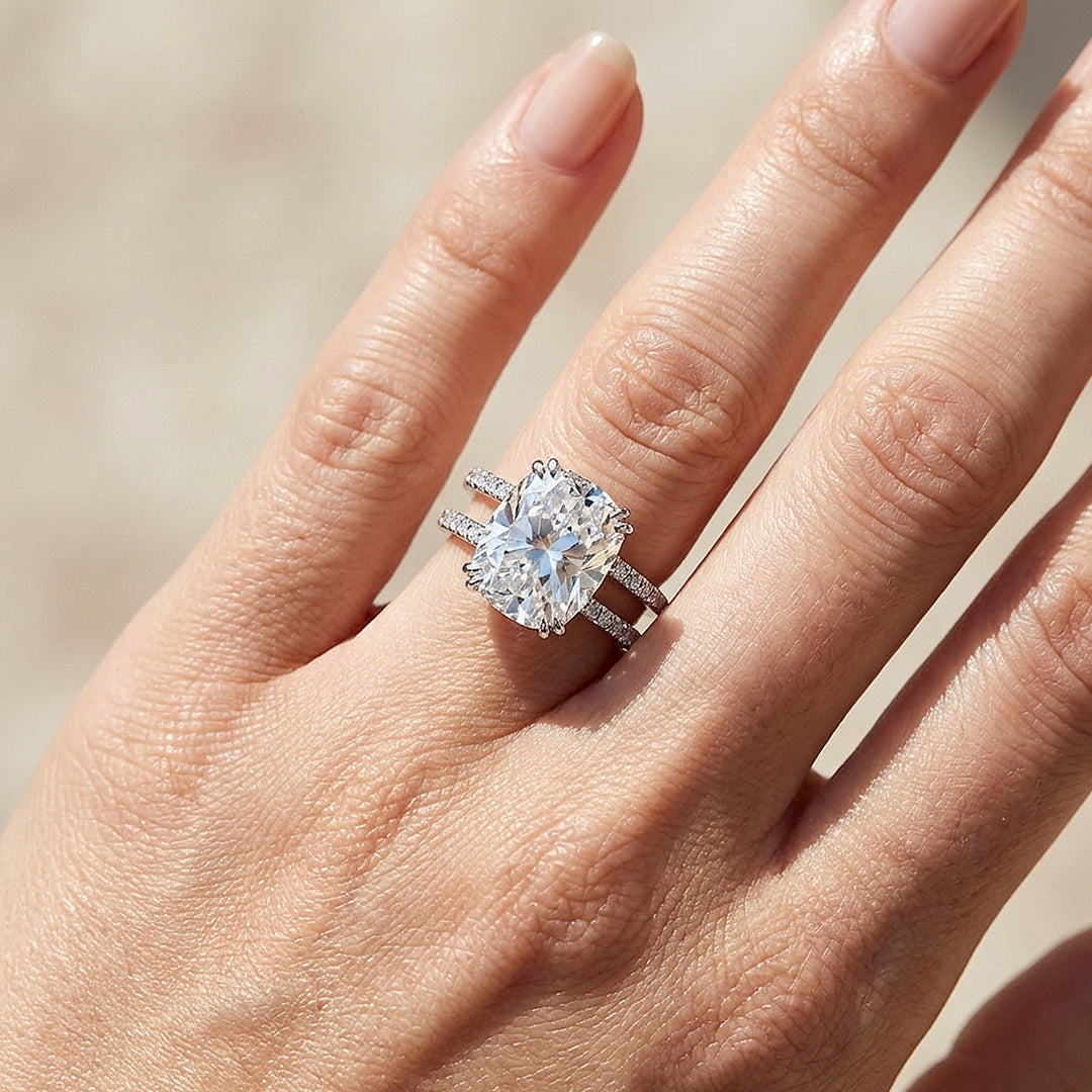 Cushion Cut Moissanite Solitaire Ring | 925 Sterling Silver | PRM7130