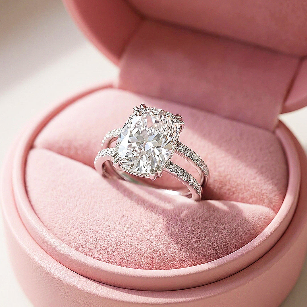 Cushion Cut Moissanite Solitaire Ring | 925 Sterling Silver | PRM7130