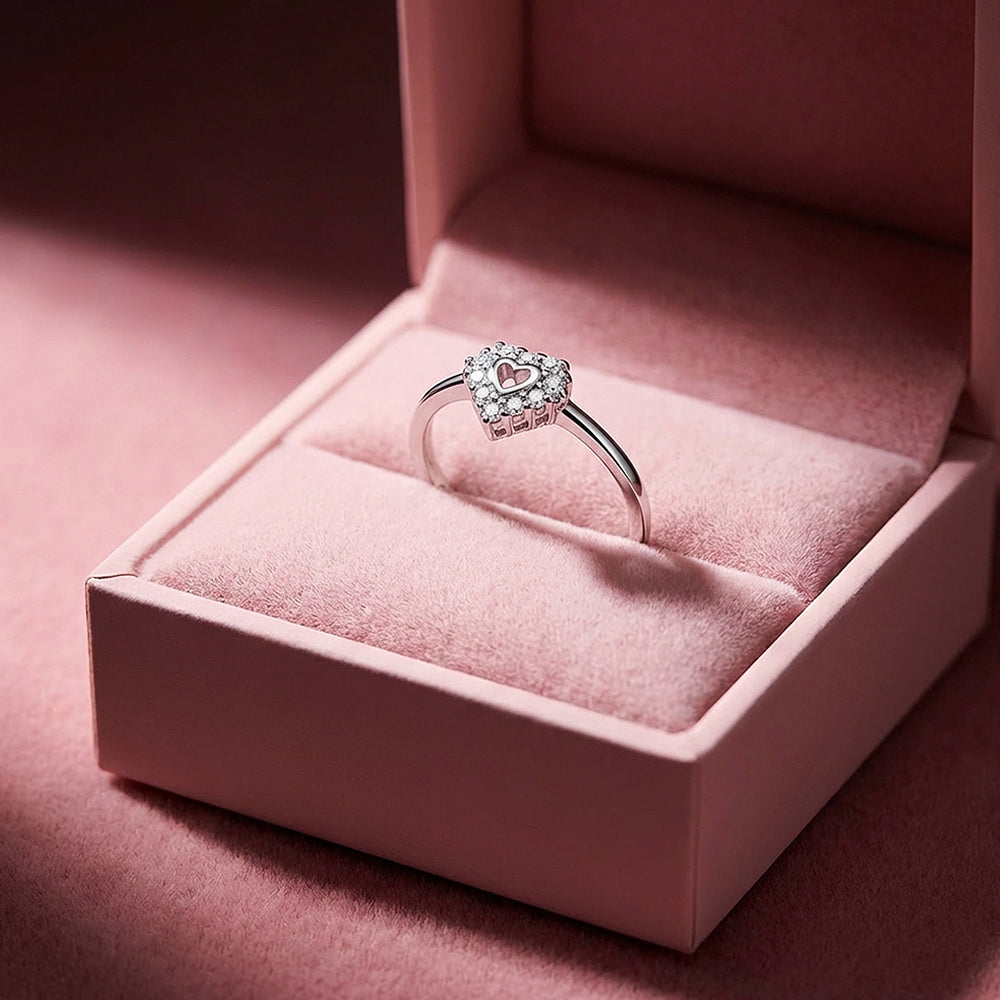 Open Heart Pavé Ring | 925 Sterling Silver | PRM7132