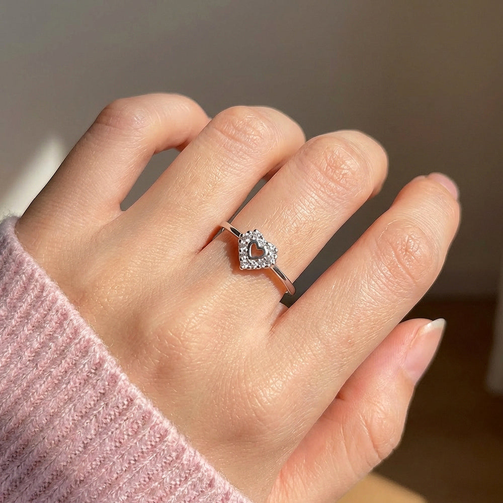 Open Heart Pavé Ring | 925 Sterling Silver | PRM7132