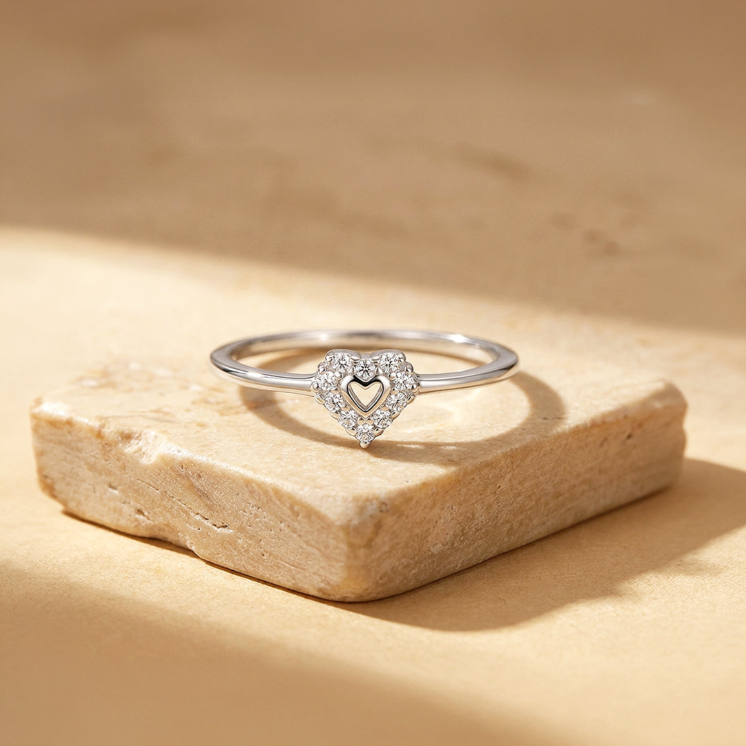 Open Heart Pavé Ring | 925 Sterling Silver | PRM7132