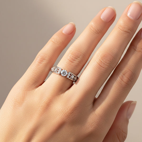 Celestial Moon &amp; Star Band | Diamond Simulant | 925 Sterling Silver | Prm7138 - Ring | Singapore Jewellery, Wedding Rings &amp; Gifts | Same Day Delivery | Tiara.com.sg
