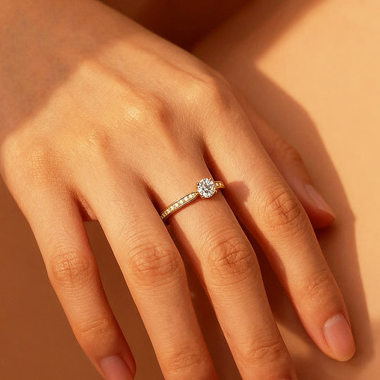 Round Pavé Solitaire Ring | 0.50ct | Moissanite | 925 Sterling Silver | Prm7141 - Ring | Singapore Jewellery, Wedding Rings &amp; Gifts | Same Day Delivery | Tiara.com.sg