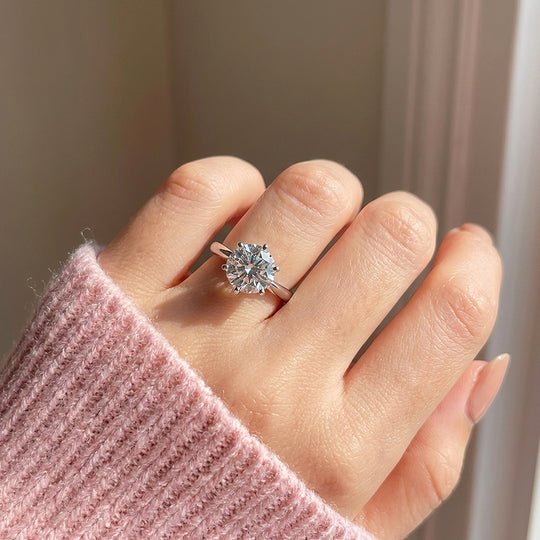 Classic Moissanite Solitaire Ring | 925 Sterling Silver | PRM7144