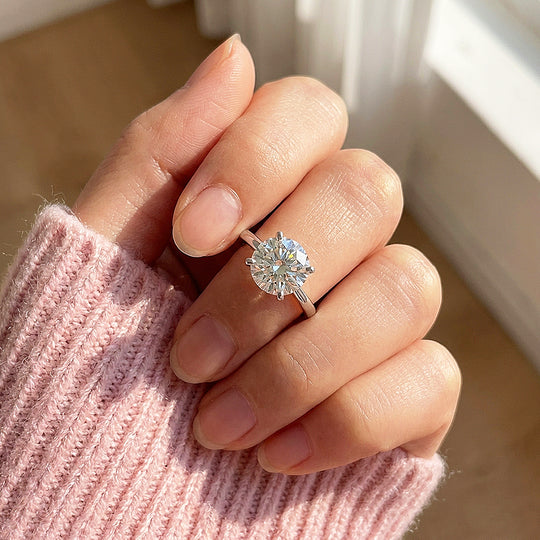Classic Moissanite Solitaire Ring | 925 Sterling Silver | PRM7144
