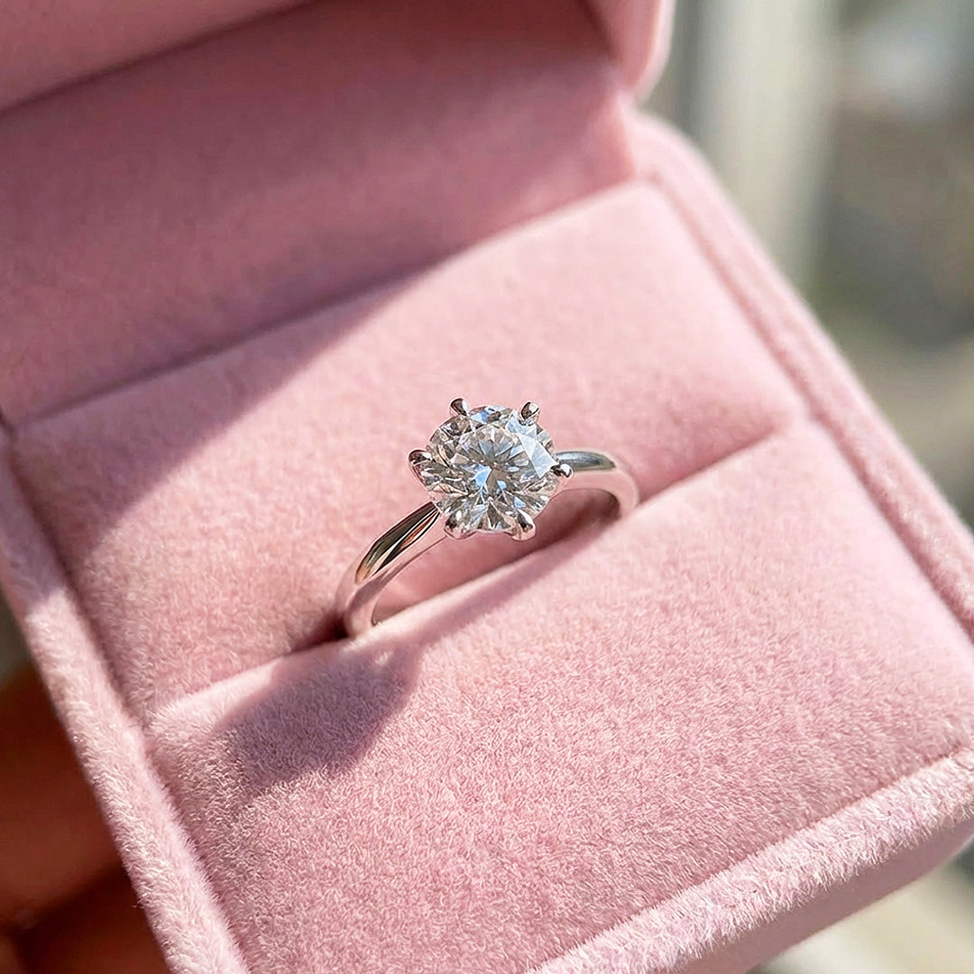 Classic Moissanite Solitaire Ring | 925 Sterling Silver | PRM7144