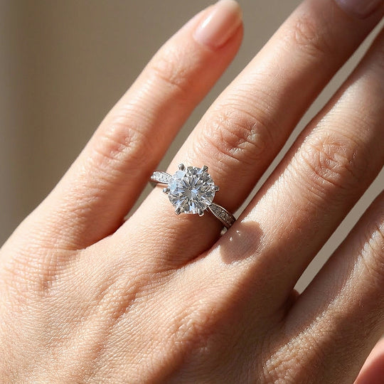 Moissanite Engagement Solitaire Ring | 925 Sterling Silver | PRM7145