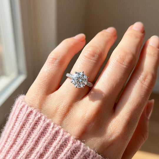 Moissanite Engagement Solitaire Ring | 925 Sterling Silver | PRM7145
