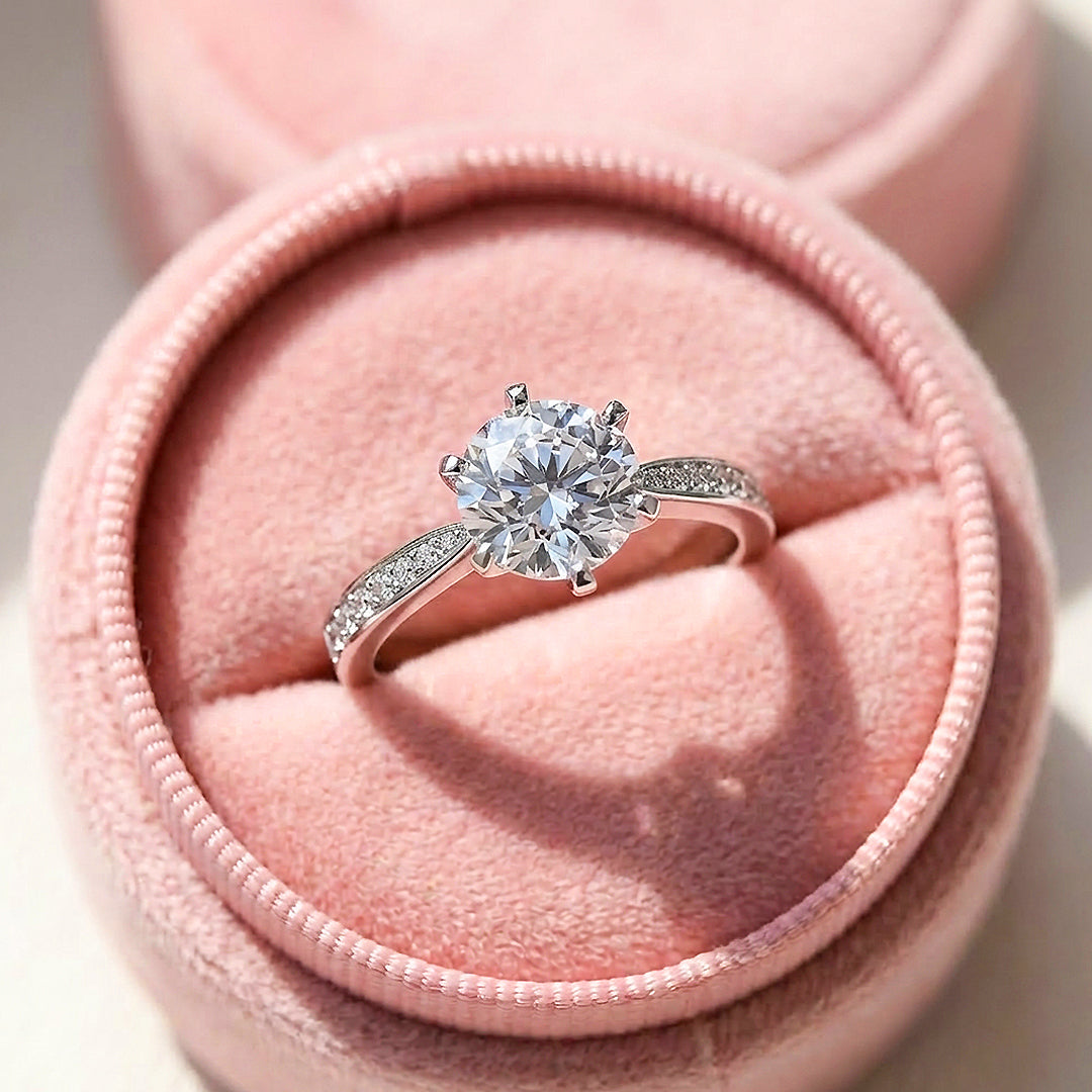 Moissanite Engagement Solitaire Ring | 925 Sterling Silver | PRM7145