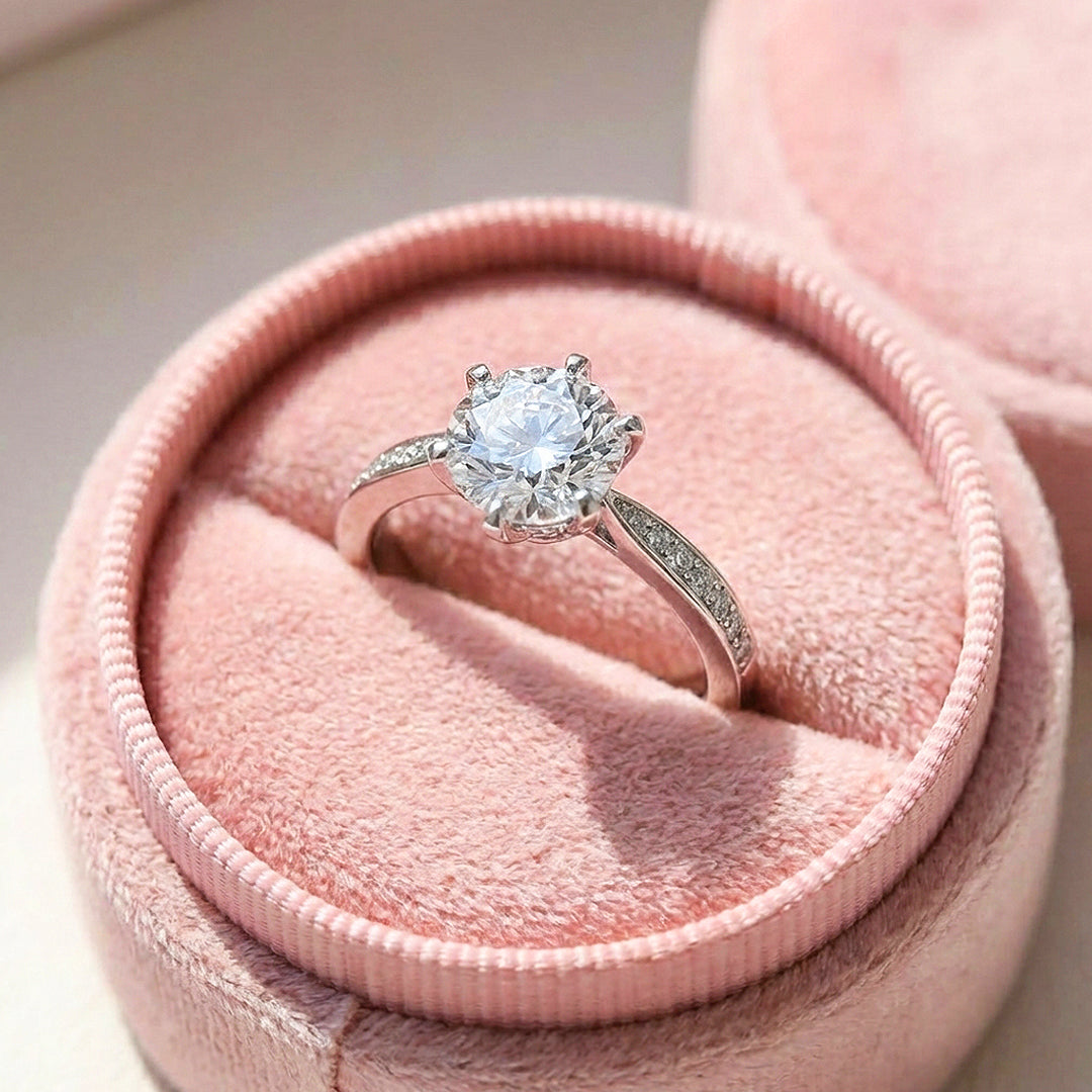 Moissanite Engagement Solitaire Ring | 925 Sterling Silver | PRM7145
