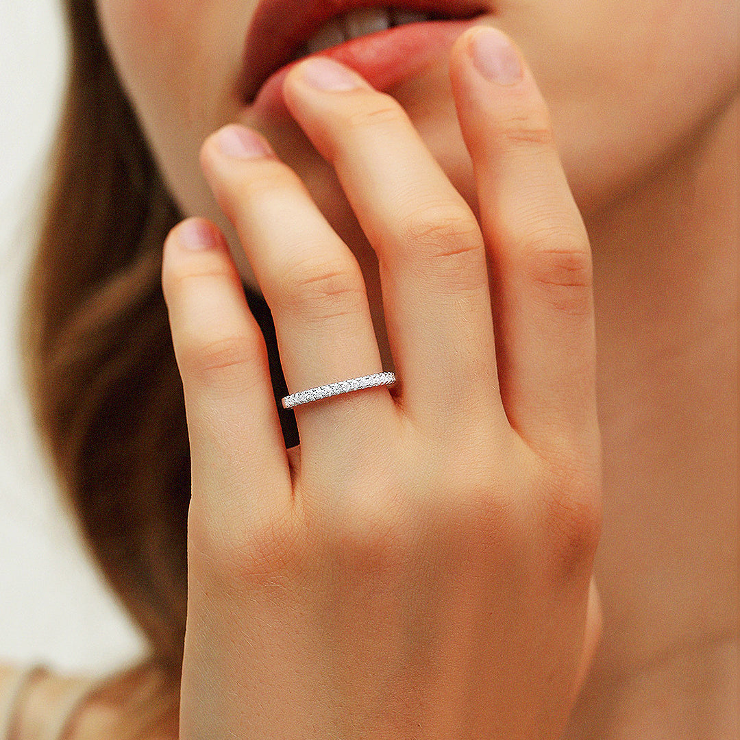 Round Slim Pavé Eternity Band | Moissanite | 925 Sterling Silver | Prm7148 - Ring | Singapore Jewellery, Wedding Rings & Gifts | Same Day Delivery | Tiara.com.sg