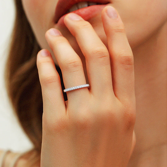Round Slim Pavé Eternity Band | Moissanite | 925 Sterling Silver | Prm7148 - Ring | Singapore Jewellery, Wedding Rings &amp; Gifts | Same Day Delivery | Tiara.com.sg