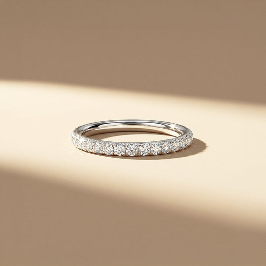 Round Slim Pavé Moissanite Band Ring | 925 Sterling Silver | PRM7148