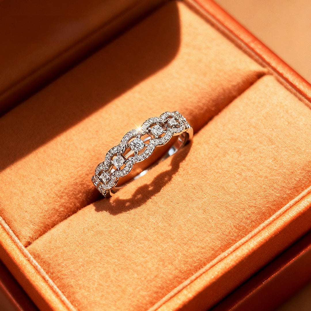 Scalloped Pavé Eternity Band | Moissanite | 925 Sterling Silver | Prm7149 - Ring | Singapore Jewellery, Wedding Rings & Gifts | Same Day Delivery | Tiara.com.sg