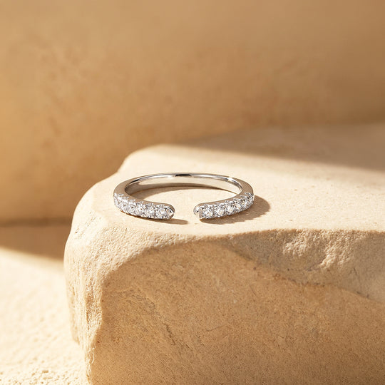 Pavé Open Cuff Moissanite Ring | 925 Sterling Silver | PRM7150