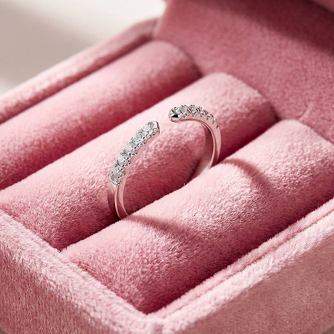 Pavé Open Cuff Moissanite Ring | 925 Sterling Silver | PRM7150