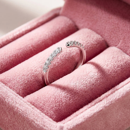 Pavé Open Cuff Moissanite Ring | 925 Sterling Silver | PRM7150