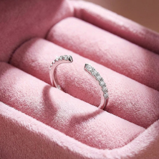 Pavé Open Cuff Moissanite Ring | 925 Sterling Silver | PRM7150