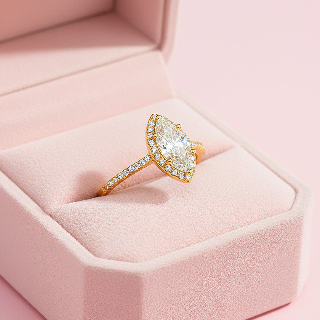 Marquise Halo Ring | 1.00ct | Moissanite | 925 Sterling Silver | Prm7152 - Ring | Singapore Jewellery, Wedding Rings &amp; Gifts | Same Day Delivery | Tiara.com.sg
