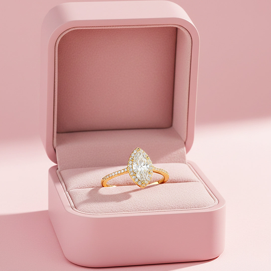 Marquise Halo Ring | 1.00ct | Moissanite | 925 Sterling Silver | Prm7152 - Ring | Singapore Jewellery, Wedding Rings &amp; Gifts | Same Day Delivery | Tiara.com.sg