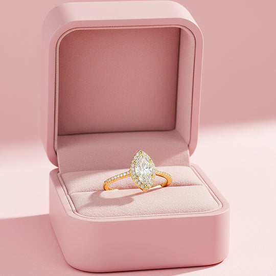 Marquise Halo Ring | 1.00ct | Moissanite | 925 Sterling Silver | Prm7152 - Ring | Singapore Jewellery, Wedding Rings &amp; Gifts | Same Day Delivery | Tiara.com.sg