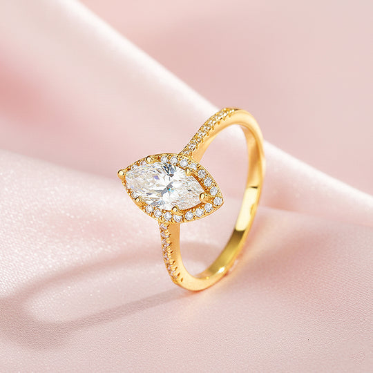 Marquise Halo Ring | 1.00ct | Moissanite | 925 Sterling Silver | Prm7152 - Ring | Singapore Jewellery, Wedding Rings &amp; Gifts | Same Day Delivery | Tiara.com.sg