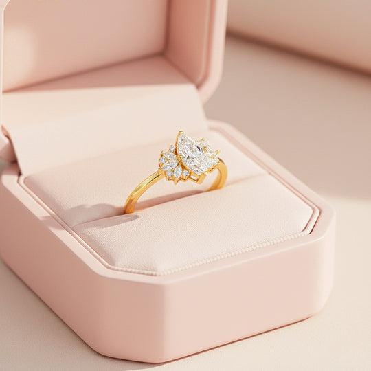 Marquise Sunburst Halo Ring | 1.00ct | Moissanite | 925 Sterling Silver | Prm7154 - Ring | Singapore Jewellery, Wedding Rings &amp; Gifts | Same Day Delivery | Tiara.com.sg