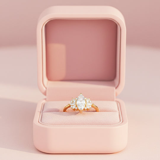 Marquise Sunburst Halo Ring | 1.00ct | Moissanite | 925 Sterling Silver | Prm7154 - Ring | Singapore Jewellery, Wedding Rings &amp; Gifts | Same Day Delivery | Tiara.com.sg