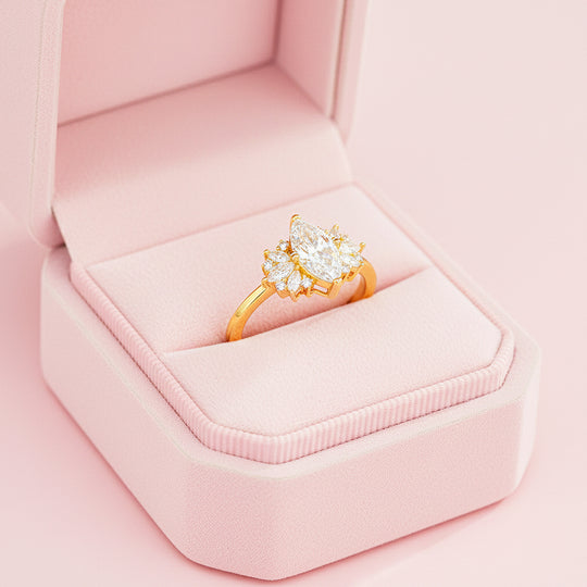 Marquise Sunburst Halo Ring | 1.00ct | Moissanite | 925 Sterling Silver | Prm7154 - Ring | Singapore Jewellery, Wedding Rings &amp; Gifts | Same Day Delivery | Tiara.com.sg