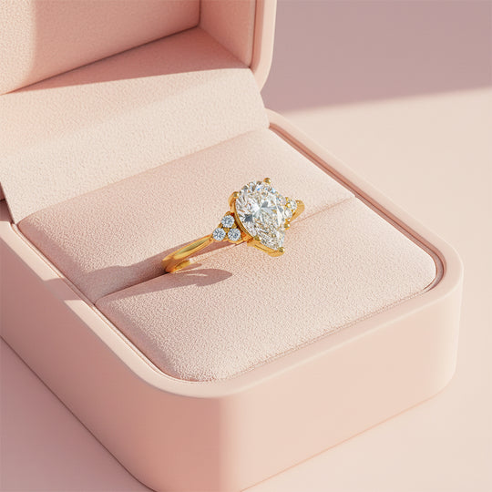 Pear Cut Sunburst Halo Ring | 1.50ct | Moissanite | 925 Sterling Silver | Prm7155 - Ring | Singapore Jewellery, Wedding Rings &amp; Gifts | Same Day Delivery | Tiara.com.sg