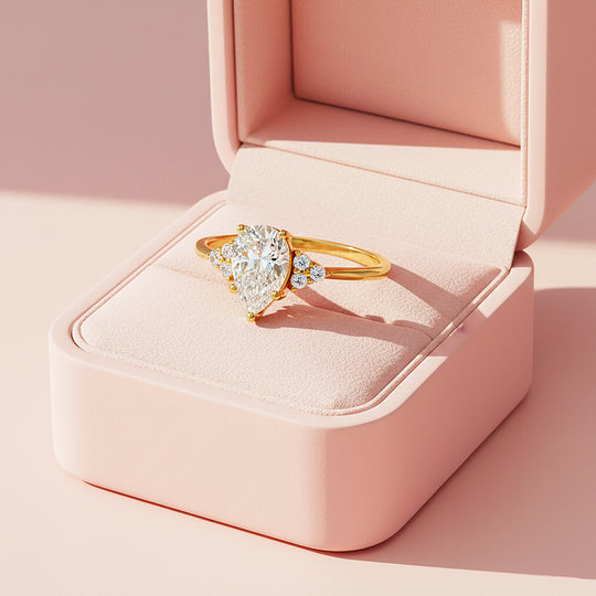 Pear Cut Sunburst Halo Ring | 1.50ct | Moissanite | 925 Sterling Silver | Prm7155 - Ring | Singapore Jewellery, Wedding Rings &amp; Gifts | Same Day Delivery | Tiara.com.sg
