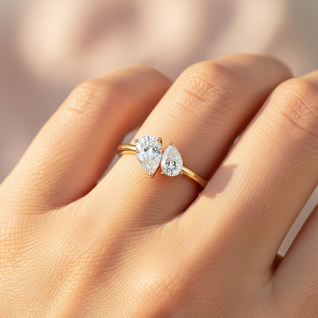 Dual Pear Toi et Moi Ring | 1.50ct | Moissanite | 925 Sterling Silver | Prm7156 - Ring | Singapore Jewellery, Wedding Rings &amp; Gifts | Same Day Delivery | Tiara.com.sg