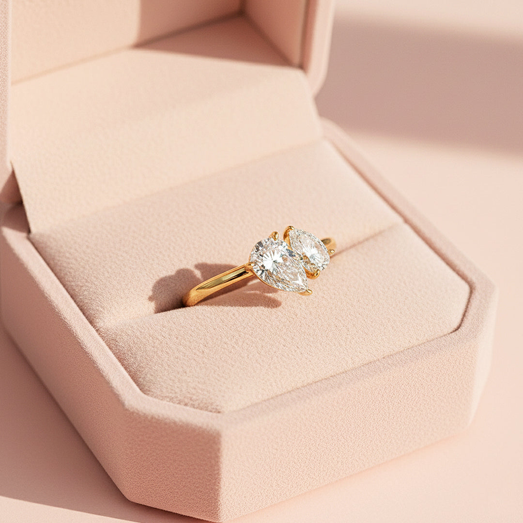 Dual Pear Toi et Moi Ring | 1.50ct | Moissanite | 925 Sterling Silver | Prm7156 - Ring | Singapore Jewellery, Wedding Rings &amp; Gifts | Same Day Delivery | Tiara.com.sg