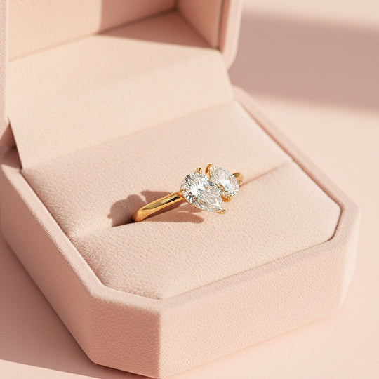 Dual Pear Toi et Moi Ring | 1.50ct | Moissanite | 925 Sterling Silver | Prm7156 - Ring | Singapore Jewellery, Wedding Rings &amp; Gifts | Same Day Delivery | Tiara.com.sg