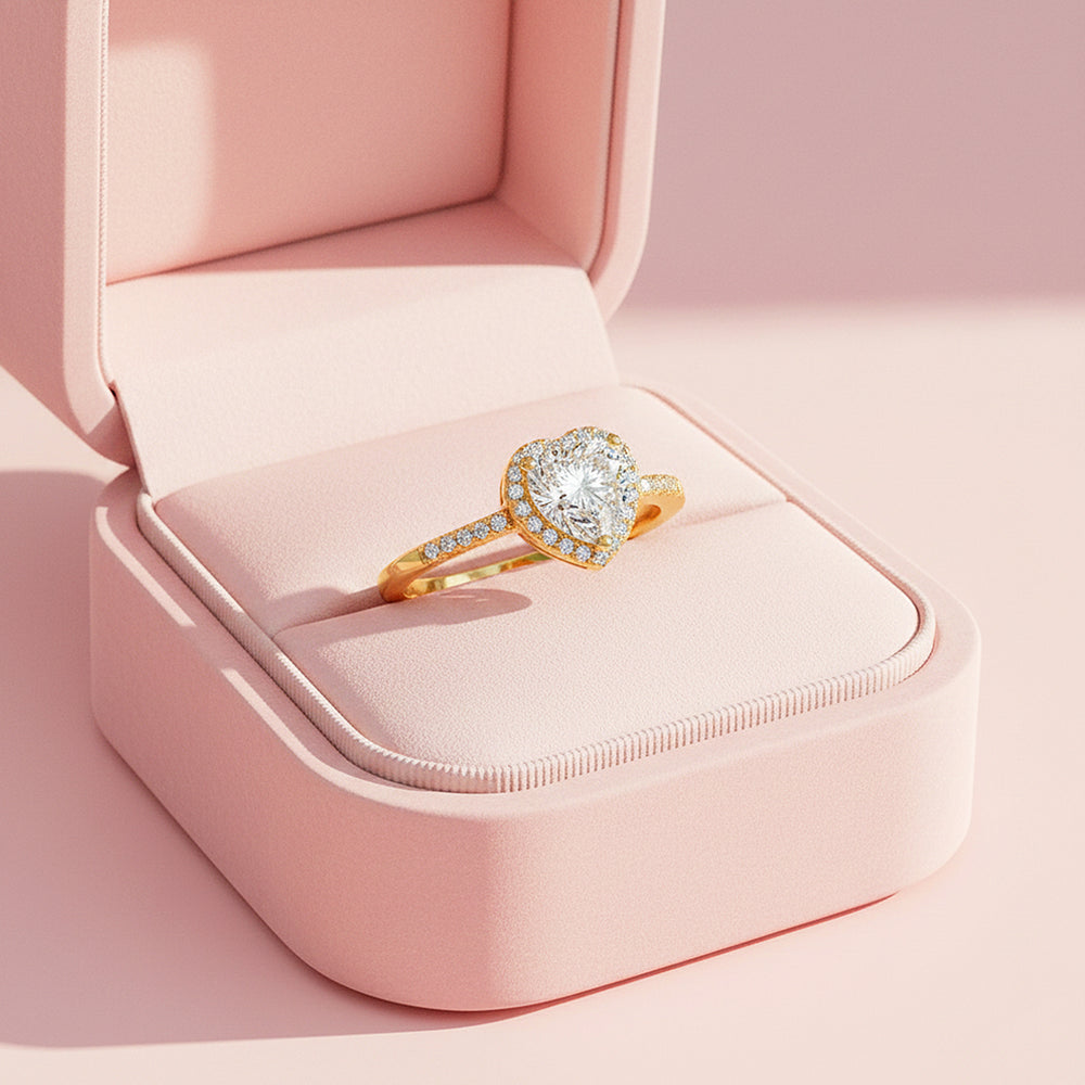 Heart Halo Twisted Band Ring | 1.00ct | Moissanite | 925 Sterling Silver | Prm7157 - Ring | Singapore Jewellery, Wedding Rings & Gifts | Same Day Delivery | Tiara.com.sg