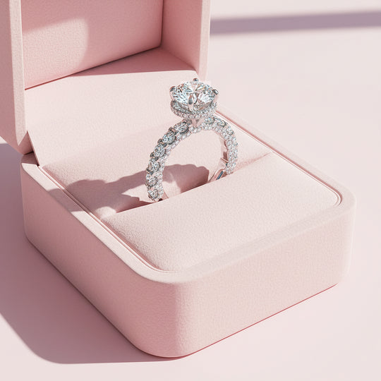 Round Pavé Solitaire Ring | 3.00ct | Moissanite | 925 Sterling Silver | Prm7161 - Ring | Singapore Jewellery, Wedding Rings &amp; Gifts | Same Day Delivery | Tiara.com.sg