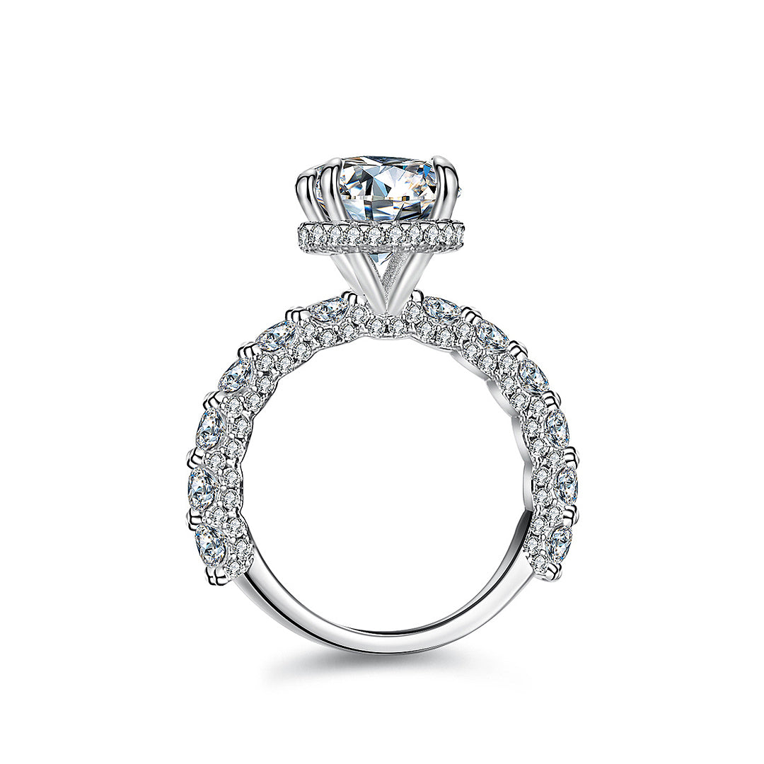 Round Pavé Solitaire Ring | 3.00ct | Moissanite | 925 Sterling Silver | Prm7161 - Ring | Singapore Jewellery, Wedding Rings &amp; Gifts | Same Day Delivery | Tiara.com.sg