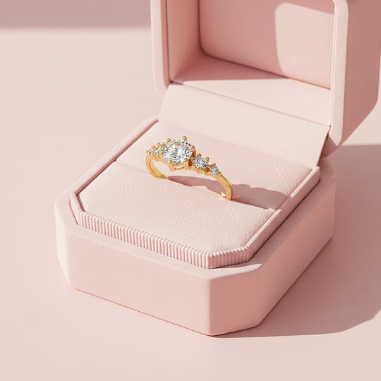 Triple Stone Ring | 1.00ct | Moissanite | 18K Gold Plated 925 Sterling Silver | Prm7163 - Ring | Singapore Jewellery, Wedding Rings &amp; Gifts | Same Day Delivery | Tiara.com.sg