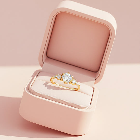 Triple Stone Ring | 1.00ct | Moissanite | 18K Gold Plated 925 Sterling Silver | Prm7163 - Ring | Singapore Jewellery, Wedding Rings &amp; Gifts | Same Day Delivery | Tiara.com.sg