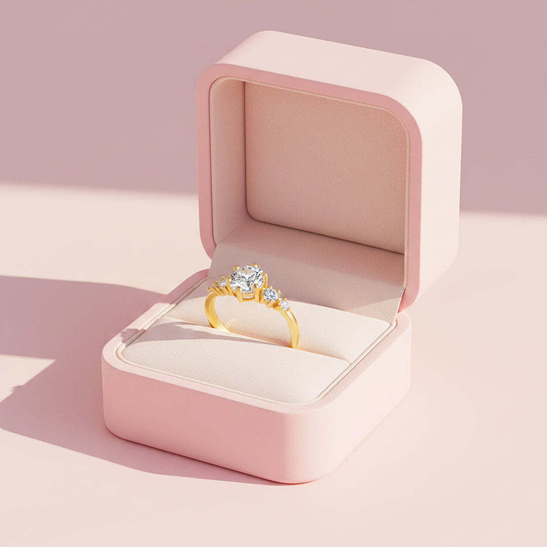 Triple Stone Ring | 1.00ct | Moissanite | 18K Gold Plated 925 Sterling Silver | Prm7163 - Ring | Singapore Jewellery, Wedding Rings &amp; Gifts | Same Day Delivery | Tiara.com.sg