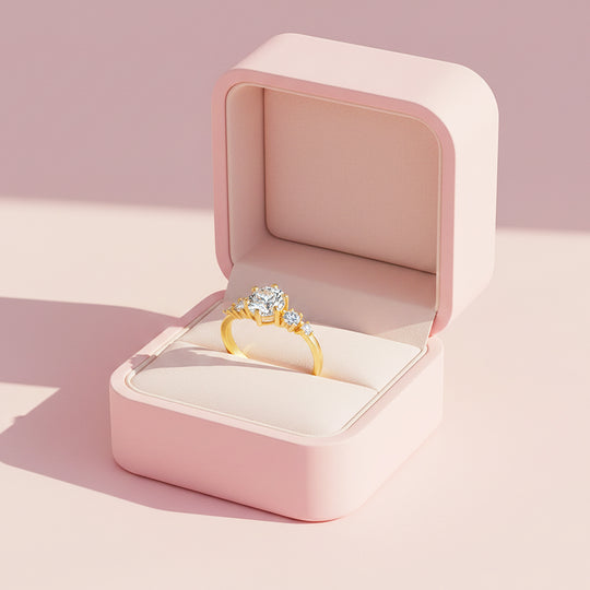 Triple Stone Ring | 1.00ct | Moissanite | 18K Gold Plated 925 Sterling Silver | Prm7163 - Ring | Singapore Jewellery, Wedding Rings &amp; Gifts | Same Day Delivery | Tiara.com.sg