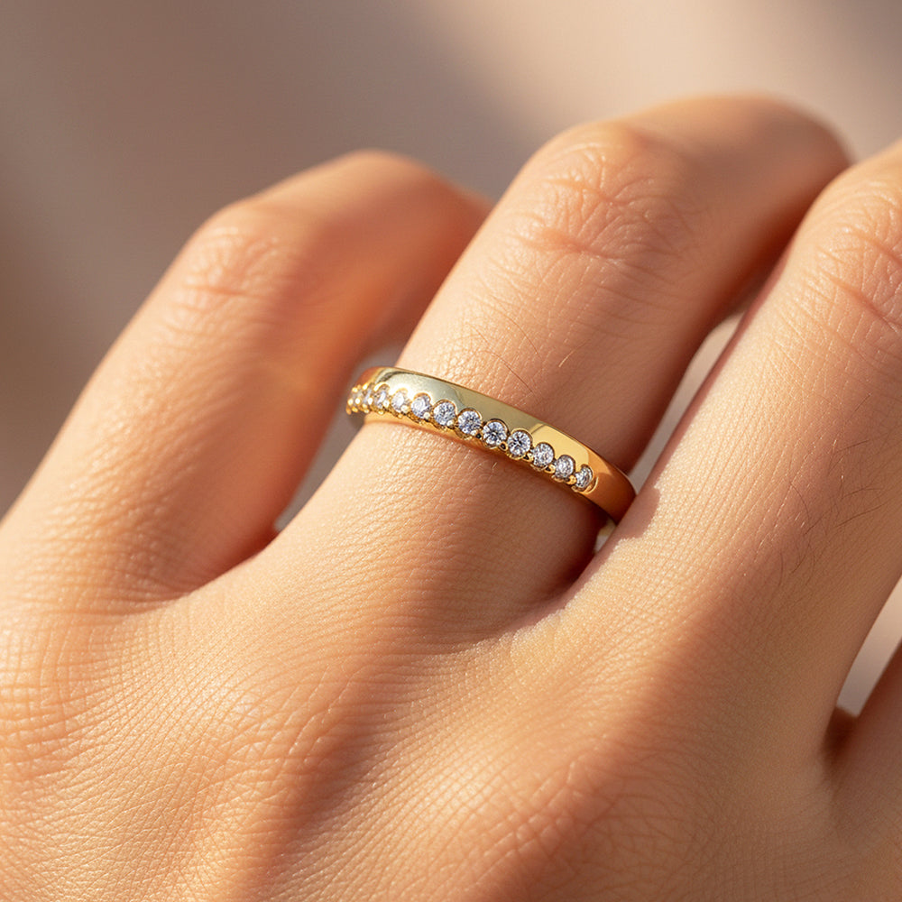 Round Pavé Eternity Band | Moissanite | 18K Gold Plated 925 Sterling Silver | Prm7165 - Ring | Singapore Jewellery, Wedding Rings & Gifts | Same Day Delivery | Tiara.com.sg