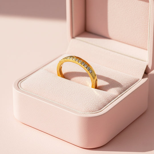 Round Pavé Eternity Band | Moissanite | 18K Gold Plated 925 Sterling Silver | Prm7165 - Ring | Singapore Jewellery, Wedding Rings &amp; Gifts | Same Day Delivery | Tiara.com.sg