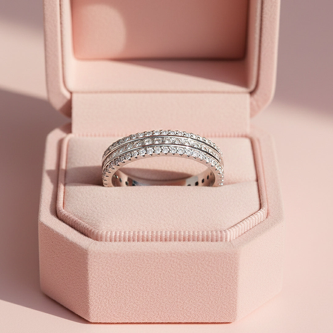 Round Triple Row Eternity Band | Moissanite | 925 Sterling Silver | Prm7166 - Ring | Singapore Jewellery, Wedding Rings &amp; Gifts | Same Day Delivery | Tiara.com.sg